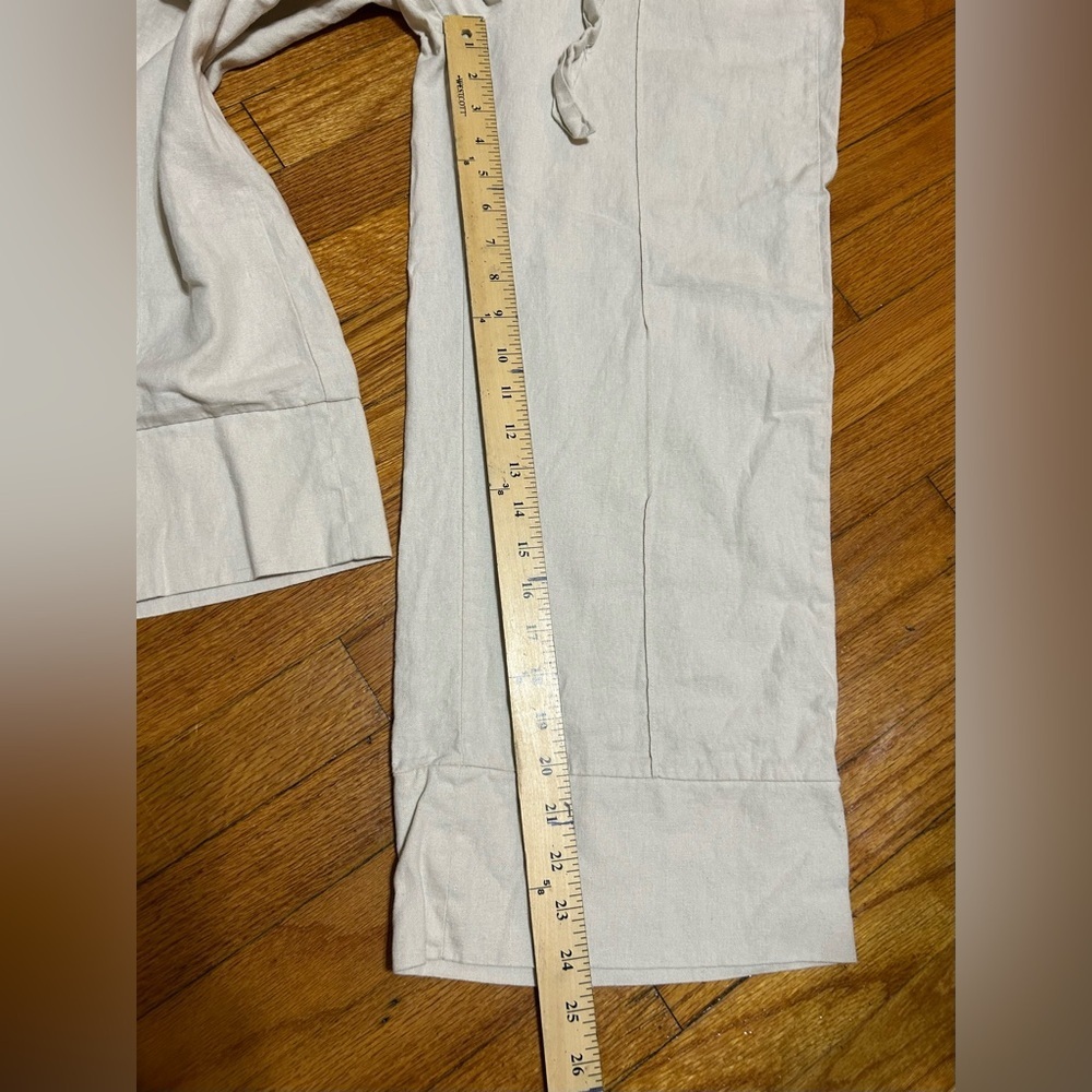 Joie Wide Leg Cropped Pants Linen Blend Cream Colored Size Small - Picture 5 of 11